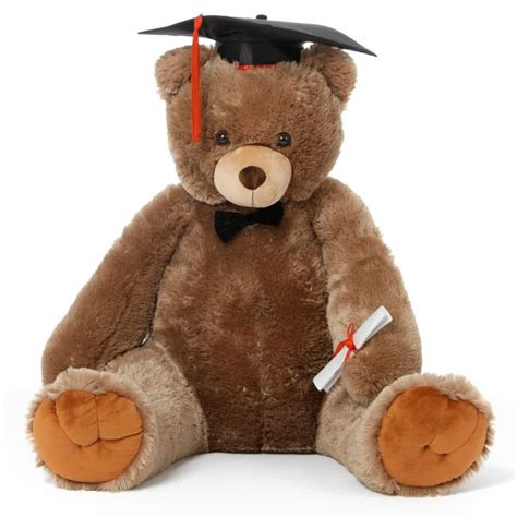 sweetie tubs mocha brown graduation teddy bear in grad cap with bowtie and diploma graduation