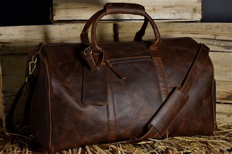 Leather Weekender Bag With Shoe Compartment Men Full Grain Etsy Hong Kong