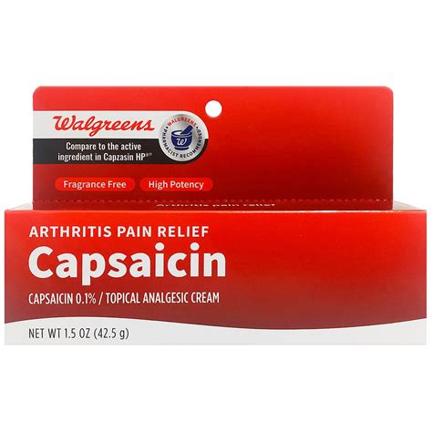 Walgreens Capsaicin Arthritis Pain Relief Cream Fragrance Free Walgreens