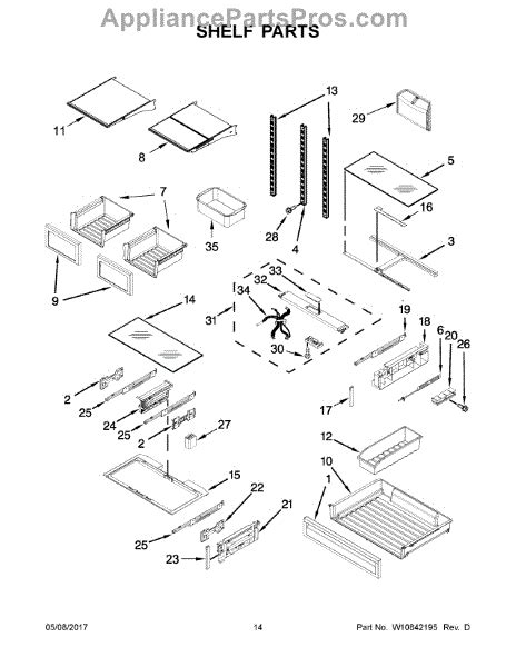 A refrigerator section may to be too cold. Parts for KitchenAid KRFF507ESS01: Shelf Parts ...