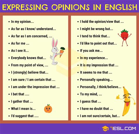 How To Express Your Opinions In English 7esl