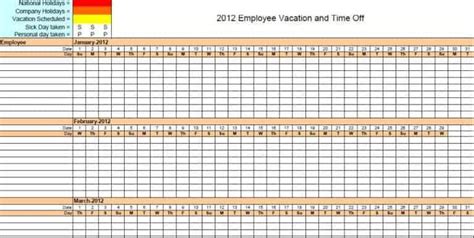Employee Vacation Tracking Sheet Vacation Calendar Excel Calendar