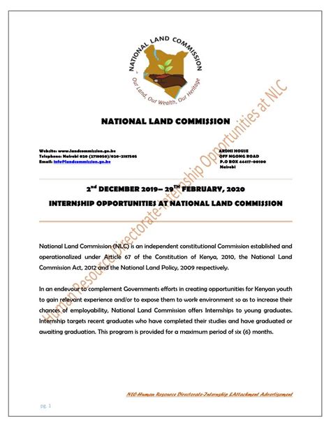 Internship Opportunities At National Land Commission Docslib