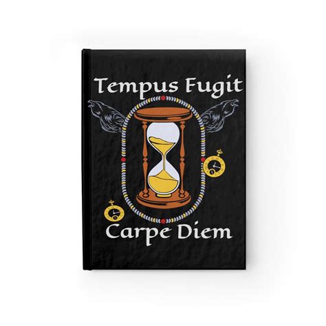 Tempus Fugit Carpe Diem Hardcover Journal Opens Flat Ruled Line