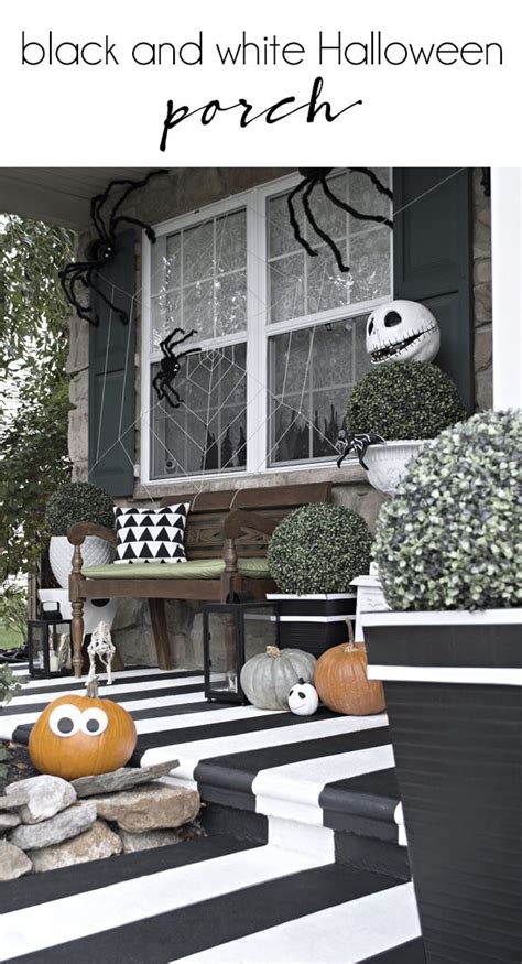 Black And White Halloween Decor For Your Porch Halloween Porch Halloween Front Porch Decor