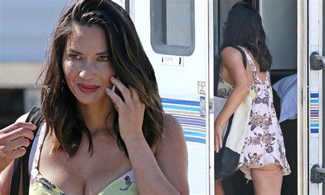 Olivia Munn Puts On Busty Display On The Buddy Games Set Daily Mail