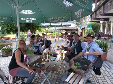 Relax in the twilit atmosphere and raise a stein to over 200 years of oktoberfest celebrations. Unser bayerischer Biergarten