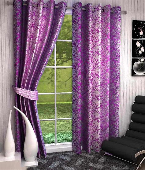 Deziner Decor Pink And Purple Polyester Window Curtain Set Of 2 Buy