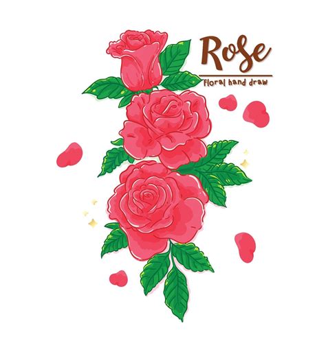 Hand Drawn Red Roses Collection Cartoon Art Illustration 2335553 Vector