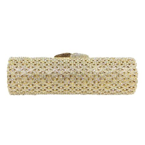 Cylindrical Crystal Evening Clutch Rhinestone Purse For Mother Of The Bride