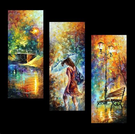 Triptych Wall Art 3 Panel Painting On Canvas By Leonid Afremov Etsy