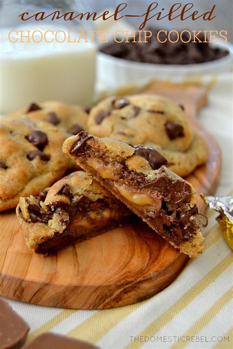 Thick And Chewy Brown Butter Caramel Filled Chocolate Chip Cookies The