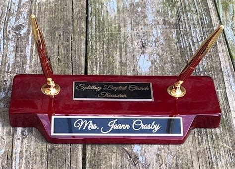Personalized Desk Pen Stand 2 Pens Wood With Piano Finish Custom Engra