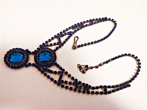 19 Antique Czech Art Deco Blue Glass Necklace Circa Etsy