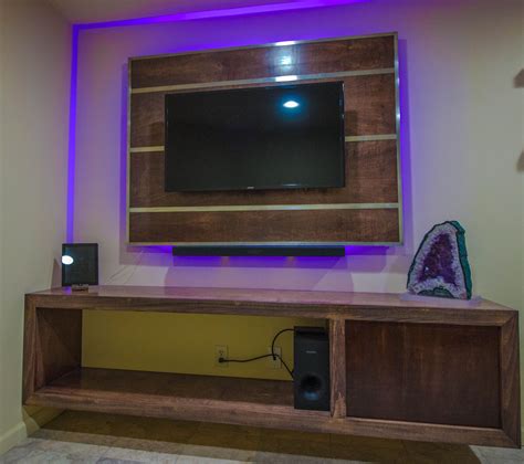 Led Backlight Custom Tv Backboard Floating Tv Stand Living Room
