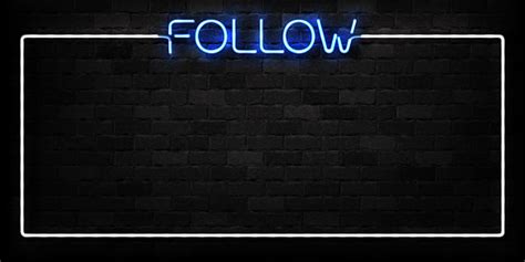 Vector Realistic Isolated Neon Sign Of Follow Frame Logo For Decoration