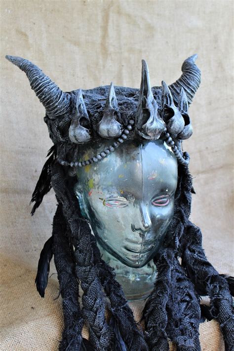 Dragon Headdress With Black Horns Witch Acsessories Pagan Etsy