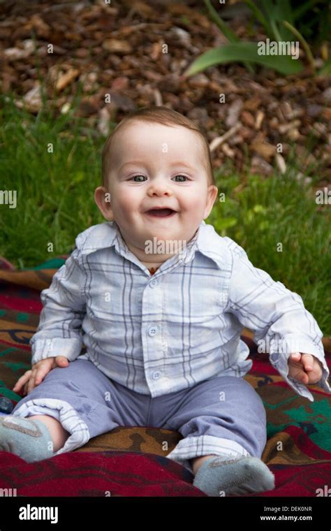 A Six Month Old Caucasian Baby Boy Laughing Stock Photo Alamy