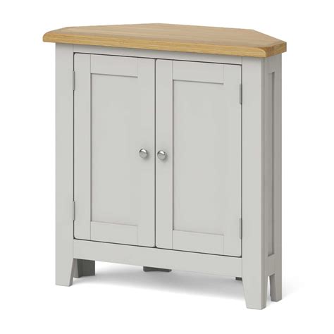 Grey Corner Cabinet Oak Top Roseland Furniture