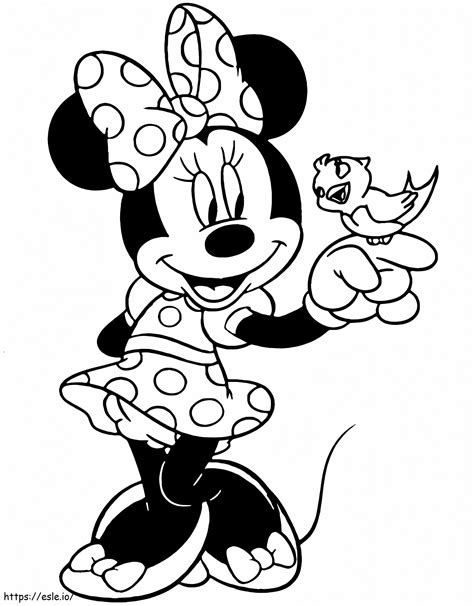 Minnie Mouse And The Bird coloring page