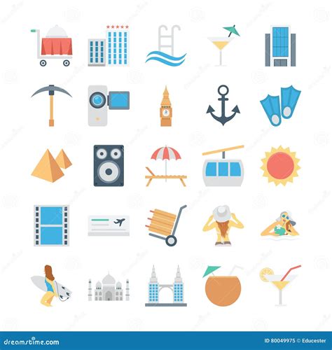 Travel And Tourism Colored Vector Icons 3 Stock Illustration