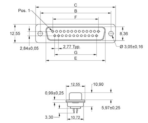 Encitech Dm25 Sp 2101 0200 03 D Sub Pin Strip 180 ° Number Of Pins Num
