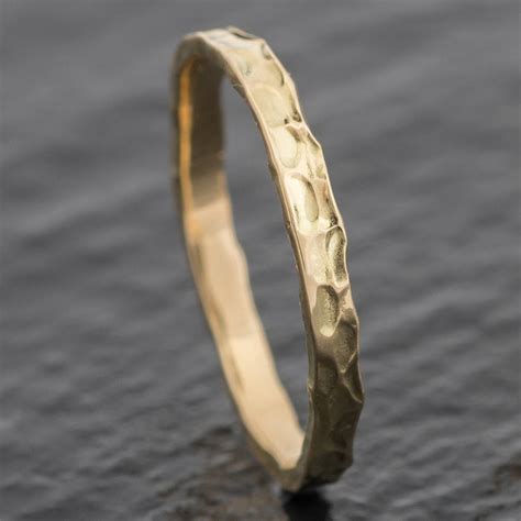 Welsh And Recycled Gold Hammered 25mm Wedding Ring By Jacqueline