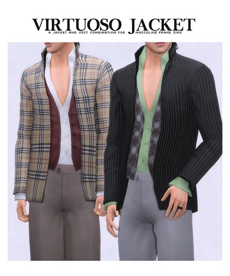 Virtuoso Jacket By Nucrests Nucrests Sims 4 Male Clothes Sims 4