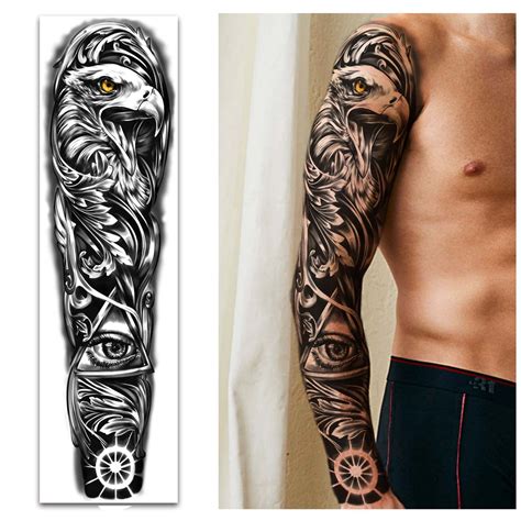 full arm temporary tattoos 8 sheets and half arm fake tattoos 8 sheets extra large tattoo