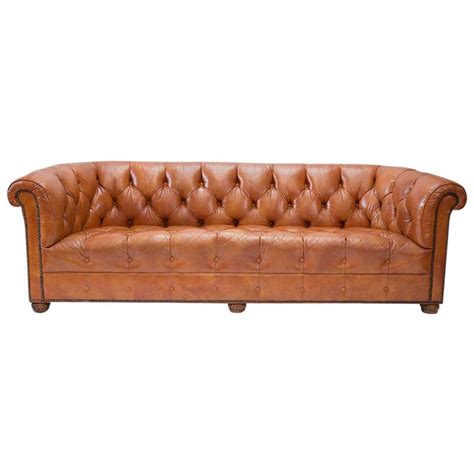 Tufted Chesterfield Sofa In Cognac Leather Chairish