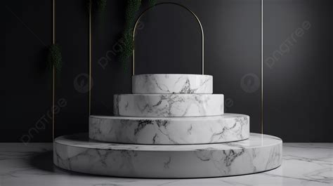 3d Rendering Of A Stone And Marble Pedestal For Product Showcase