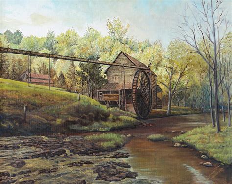 Watermill At Daybreak Painting By Mary Ellen Anderson