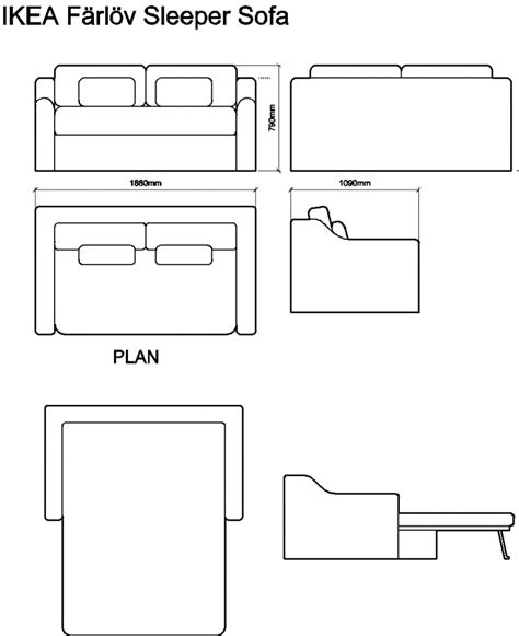 Autocad Download Ikea Farlov Sleeper Sofa Dwg Drawing Thousands Of