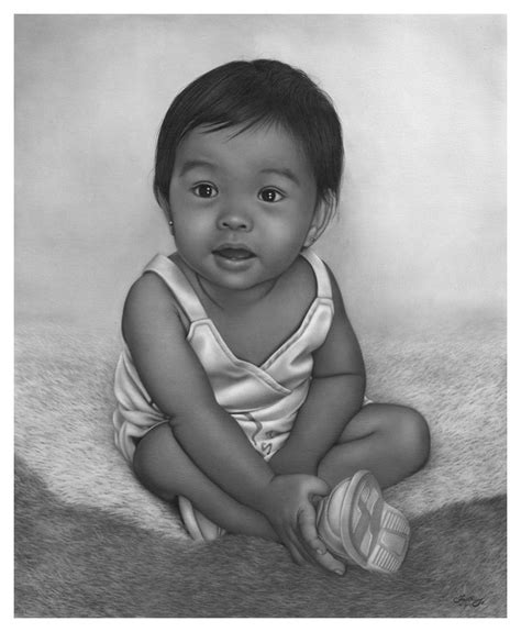 Portrait Of Baby Mary Rose Graphite Pencil Drawing By Faith Te