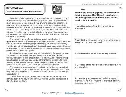 Our most popular printables, activities, and lessons on reading comprehension will complement your classroom instruction. Reading Worksheets Math Answer di 2020 (Dengan gambar)