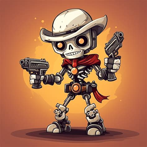 Premium Ai Image Steampunk Robot Cowboy Bandit With Gun