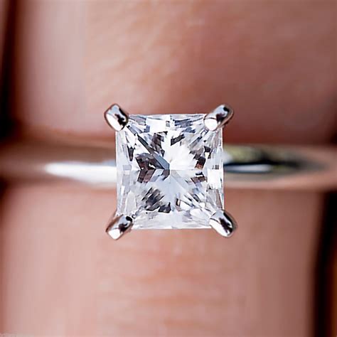 Home > engagement ring collections > princess cut solitaire diamond engagement rings. 1.0 Carat Princess Brilliant Cut Simulated Diamond ...