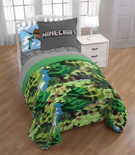 Minecraft Green Blocks Bed In A Bag Kids Bedding Set W Reversible