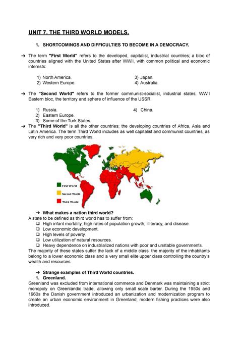 Copia De Lesson 7 Unit 7 The Third World Models 1 Shortcomings And Difficulties To Become