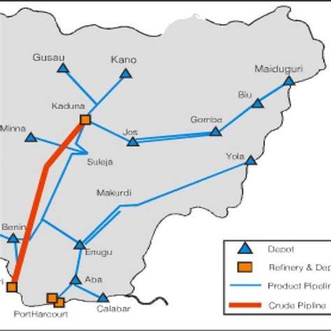 Map Of Nigerian Showing Pipeline Network And Facilities 4 Download