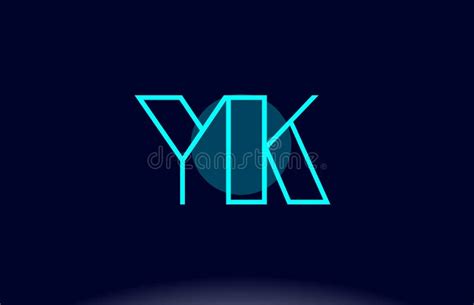 yk y k blue line circle alphabet letter logo icon template vector design stock vector