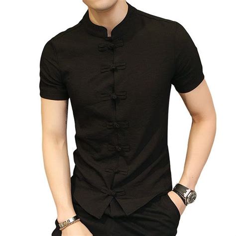 Chinese Style Single Breasted Chinese Buttons Slim Fit Retro Shirts For
