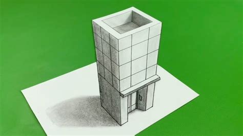 Comment dessiner un building 3d dessin illusion doptique Çocuk