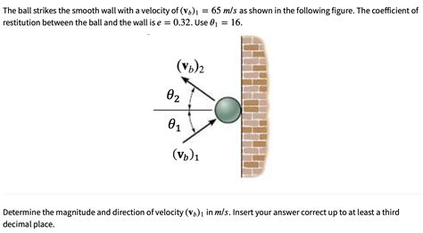 Solved The Ball Strikes The Smooth Wall With A Velocity Of