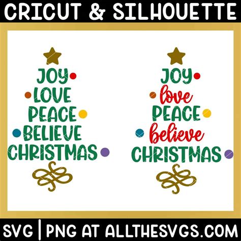 Joy Love Peace Believe Christmas Svg Files Free Download