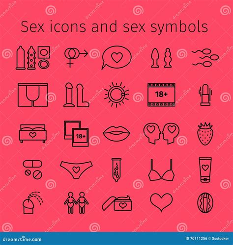 Sex Icons In Line Style Stock Vector Illustration Of Hardcore 70111256