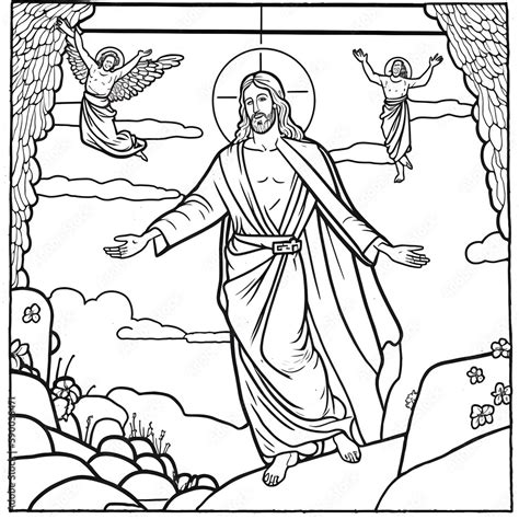 Jesus Resurrected Coloring Page Wallpaper Ilustração Do Stock Adobe Stock