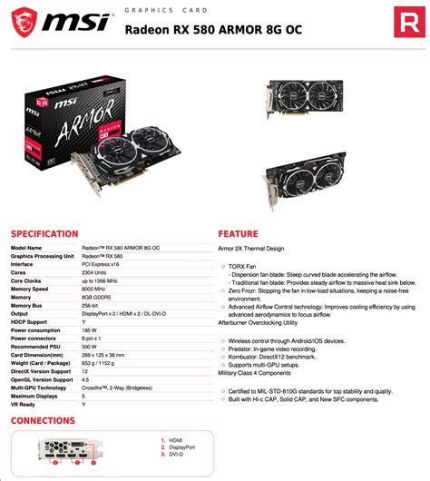 Wireless control through android/ios devices. MSI Radeon RX 580 DirectX 12 RX 580 ARMOR 8G OC 8GB 256-Bit GDDR5 PCI Express x16 HDCP Ready ...