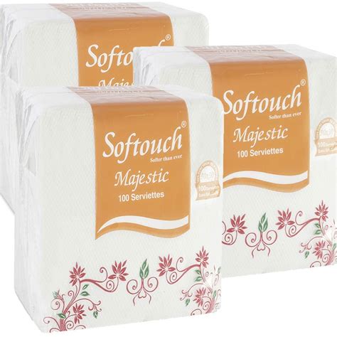 Softouch Tissue Paper Napkins 100 Pcs Each Set Of 3 Multicolour