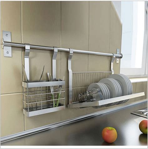 Kitchens with shelves instead of cabinets | expose your wares: Stainless Steel Kitchen Shelves Knives/drill plate/dish ...
